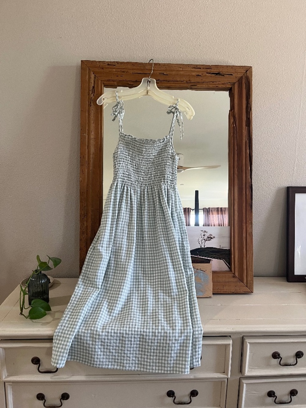 Maison me blue gingham dres